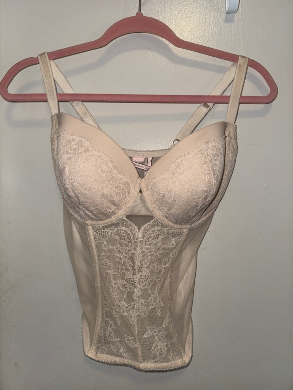 Victoria's Secret Lace Longline Bustier in Cream